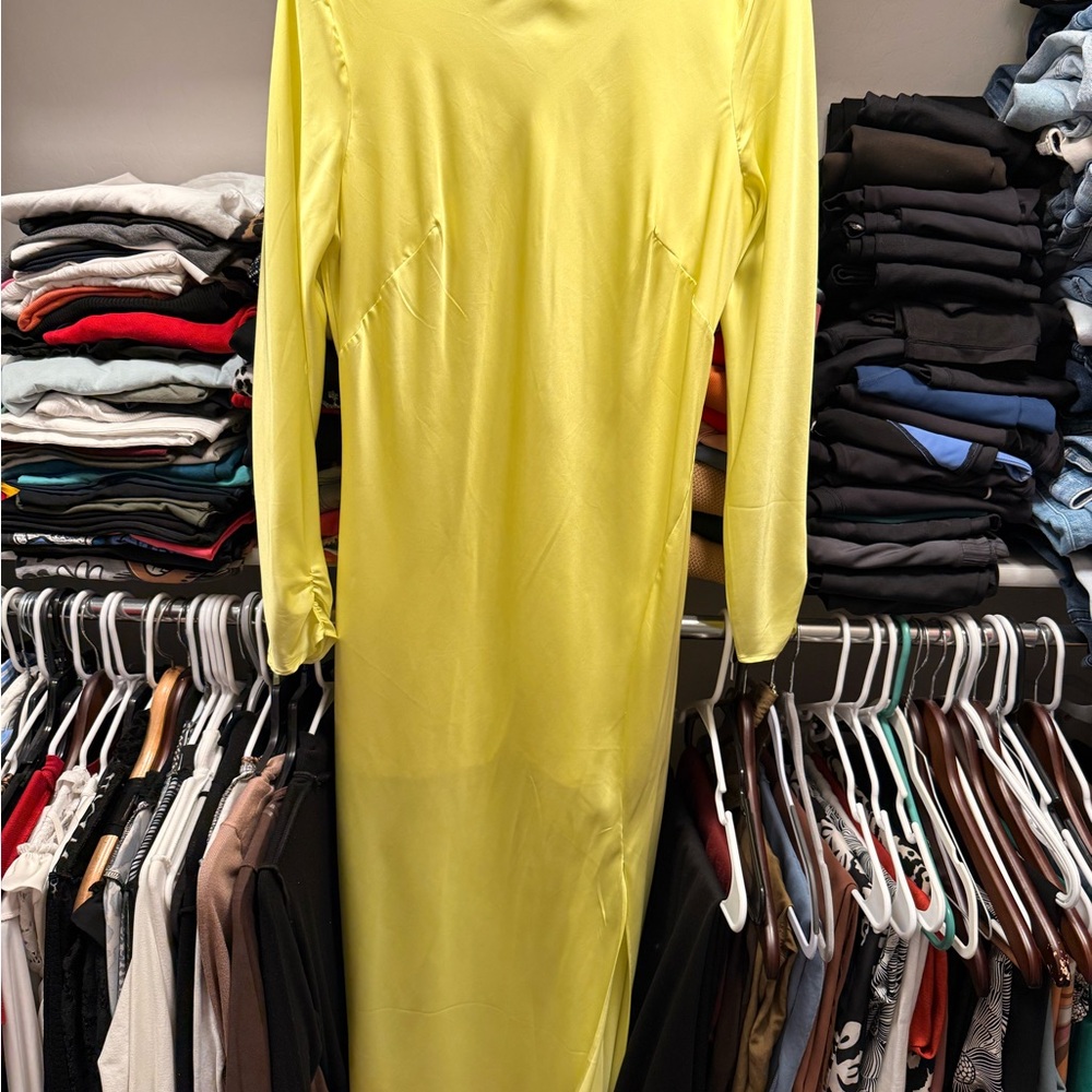 Express Vibrant Yellow Long Sleeve Dress